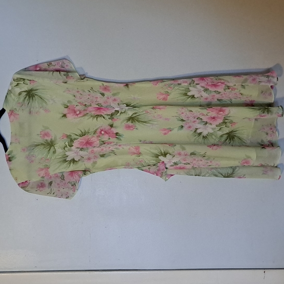 90's Sheri Martin New York Petites 14P lt green and pink leaves and flowers - Picture 4 of 7